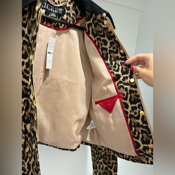 J. Crew Short Barn Jacket™ in leopard cotton canvas XS corduroy collar NEW light - Picture 8 of 14